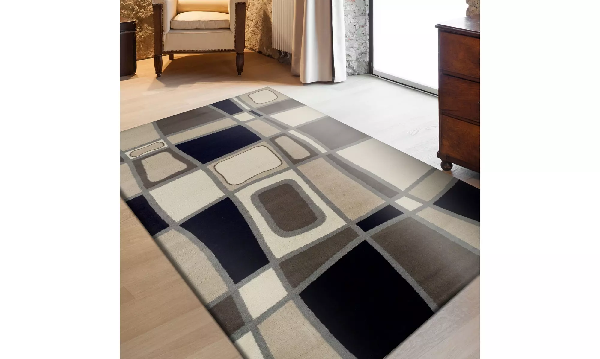 Superior Geometric Abstract Ornamental Indoor Area Rug Or Door Mat Or Runner - Second Medium