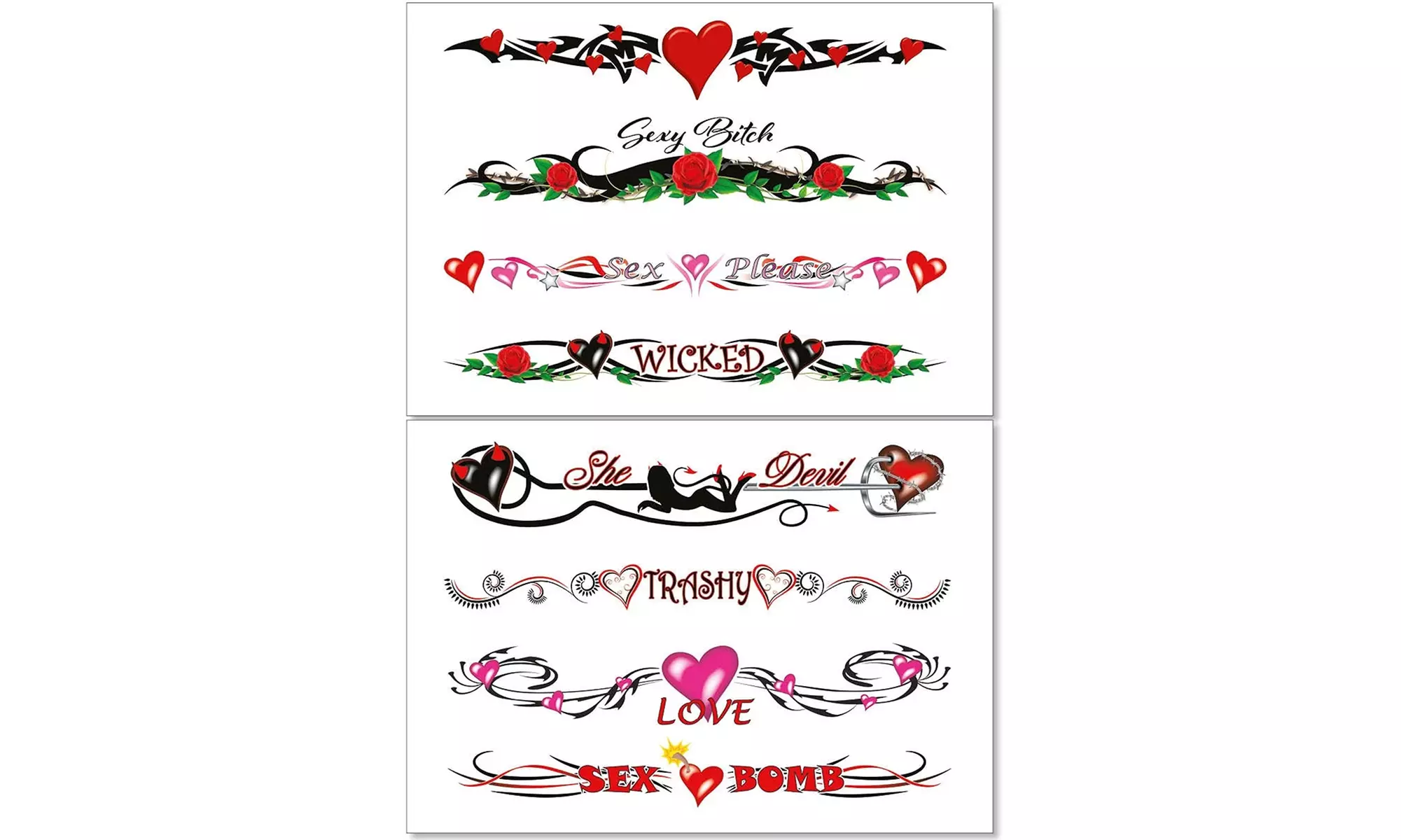8 Large Temporary Tattoos for Women Ladies - Primary Image