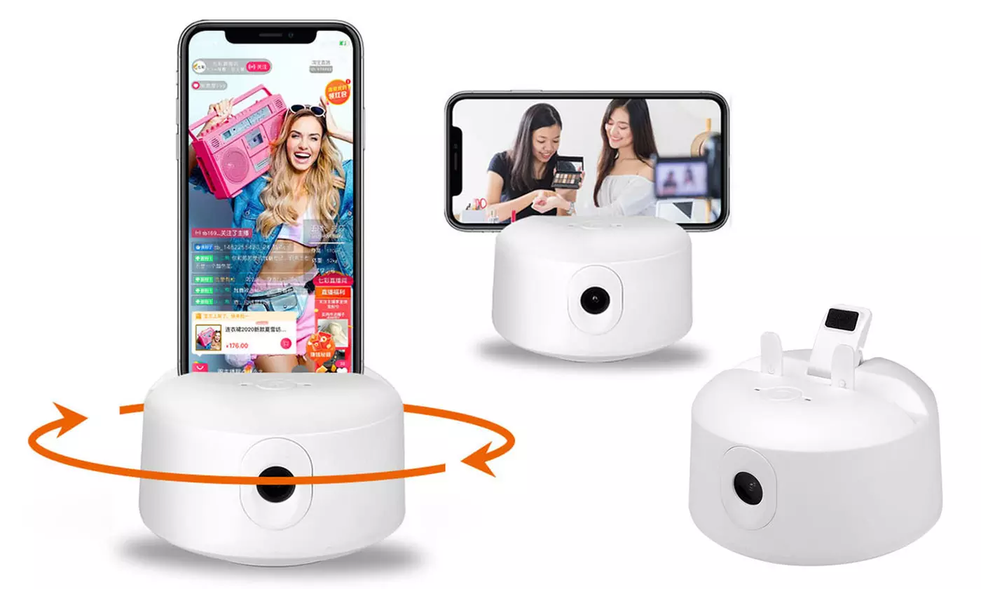 360 Degree Rotation Auto Face Tracking AI Tracking Tripod Cellphone Camera Mount - Primary Image