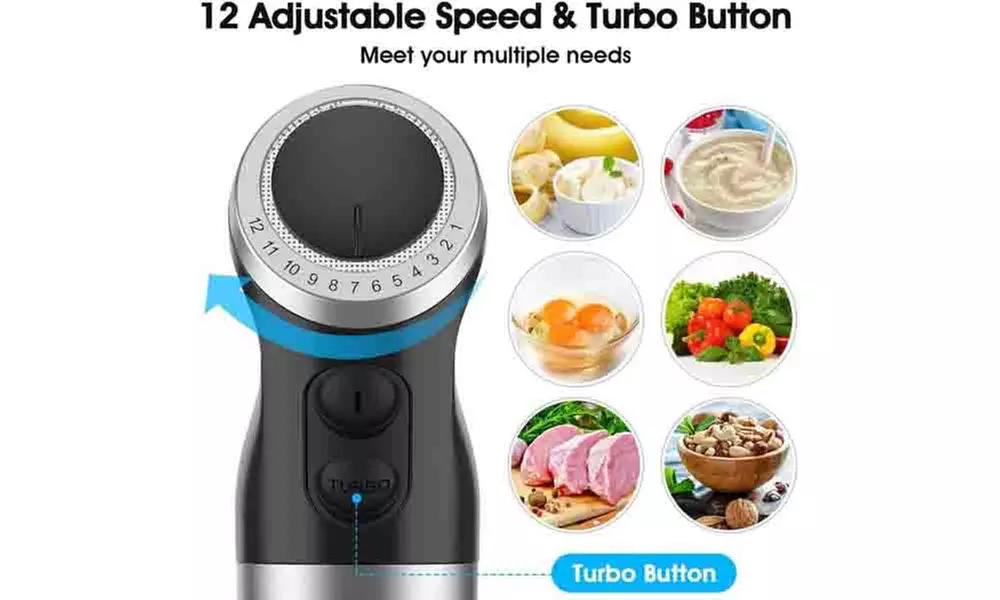 Immersion Blender Handheld, 12-Speed 5 in 1 Hand Mixer Stick Blender