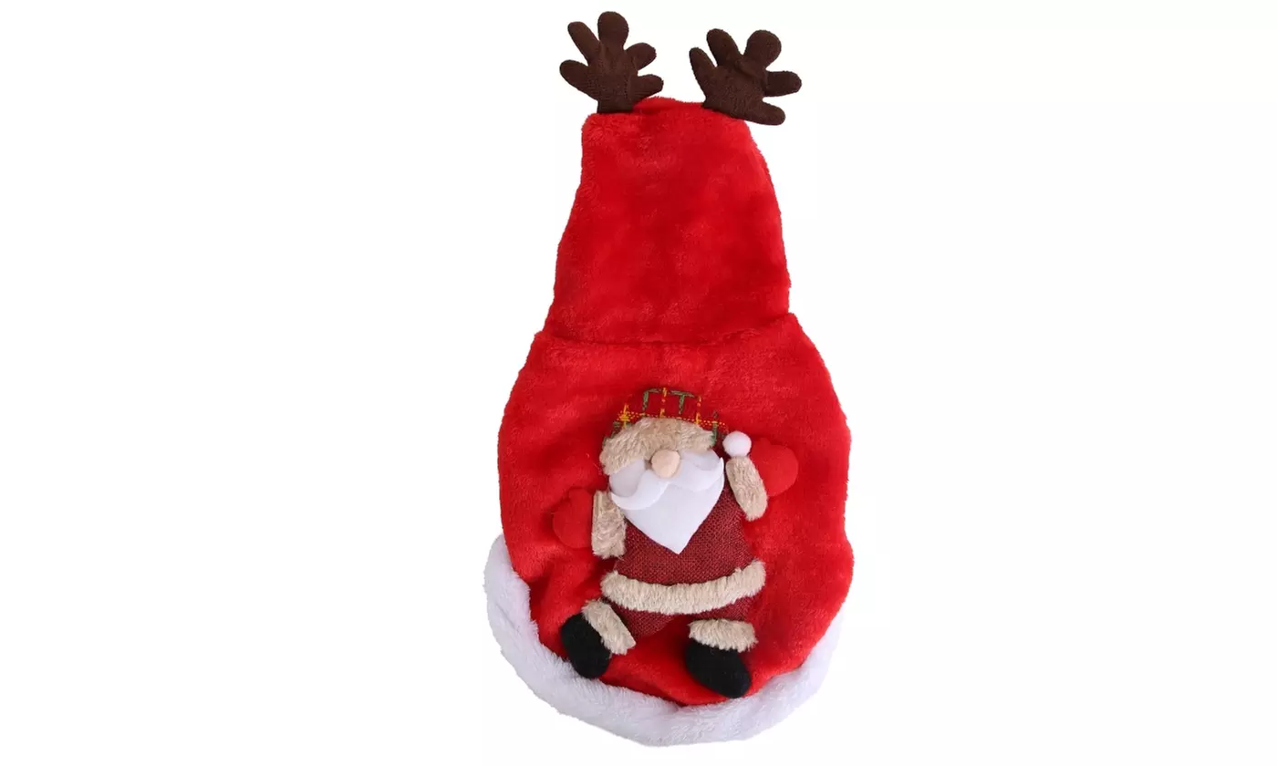 Pet Christmas Costume with Santa Claus and Reindeer Antlers for Dogs and Cats