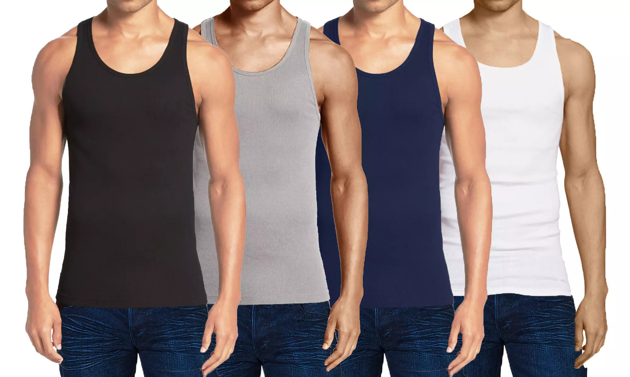 Men's Multi-Pack Ribbed Dry Tech Tank Tops (S-2XL) - Primary Image