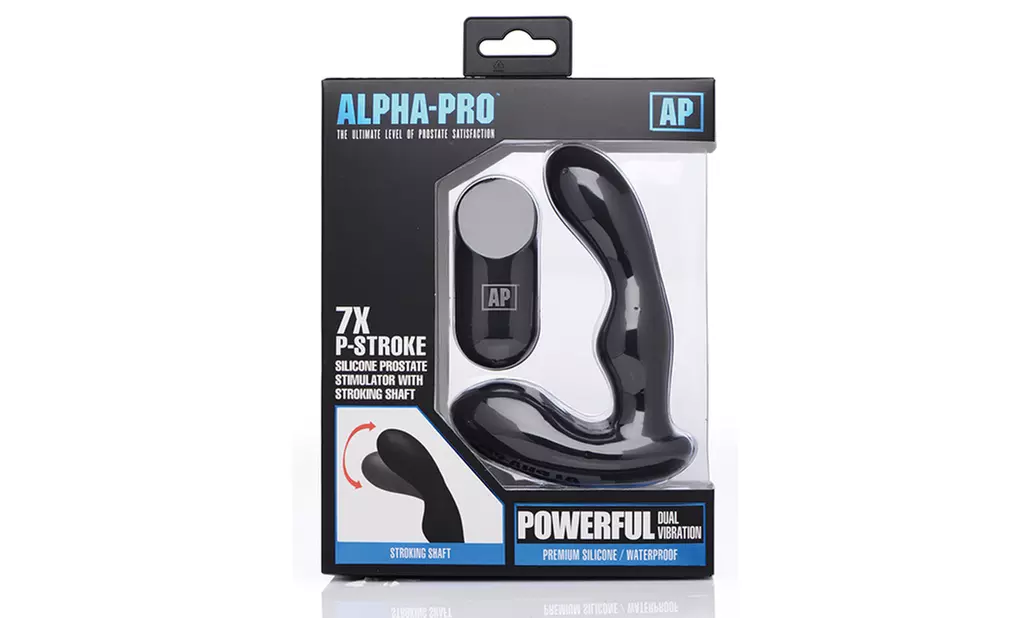 alpha pro 7x p-stroke prostate stimulator w/stroking shaft - black - Primary Image