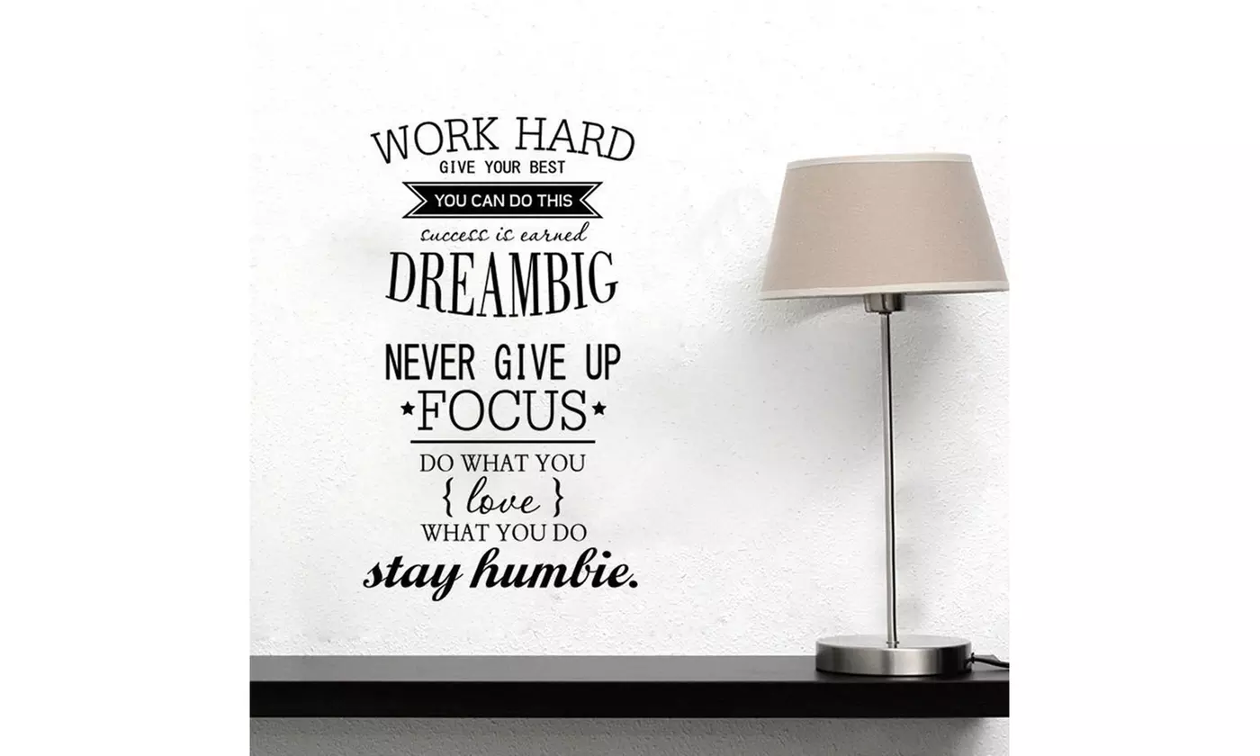 Work Hard Office Motivational Quotes Vinyl Wall Sticker Inspirational Wall Decal - Primary Image