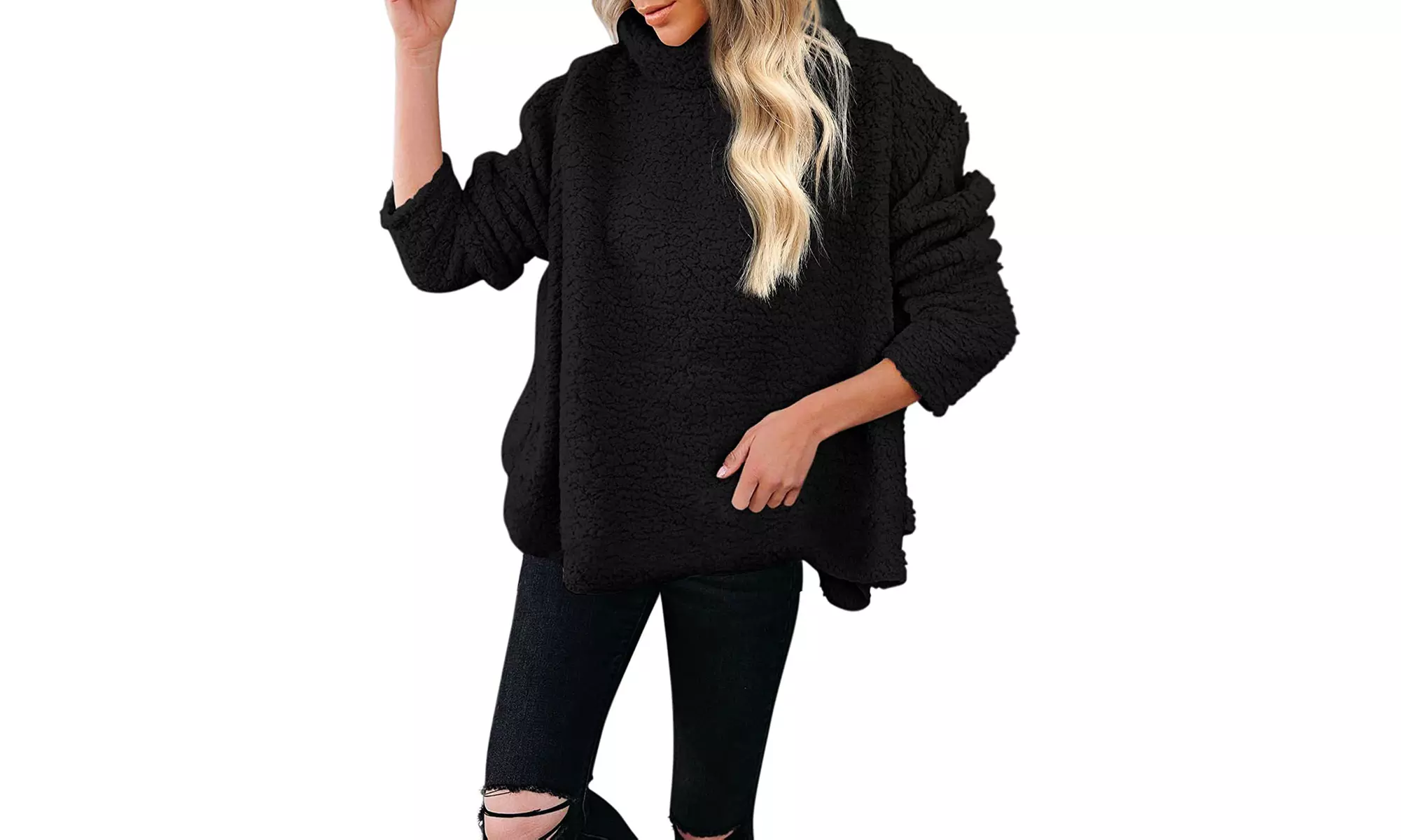 Women's Fleece Sweater Oversized Funnelneck Sweatshirt