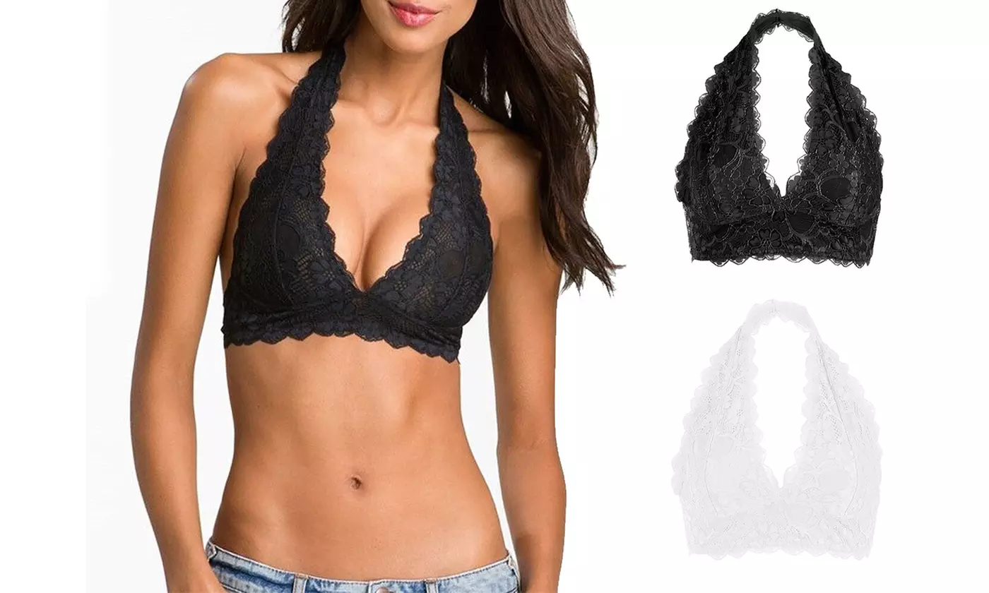 Women's Lace Halter Bralette Bra - Primary Image
