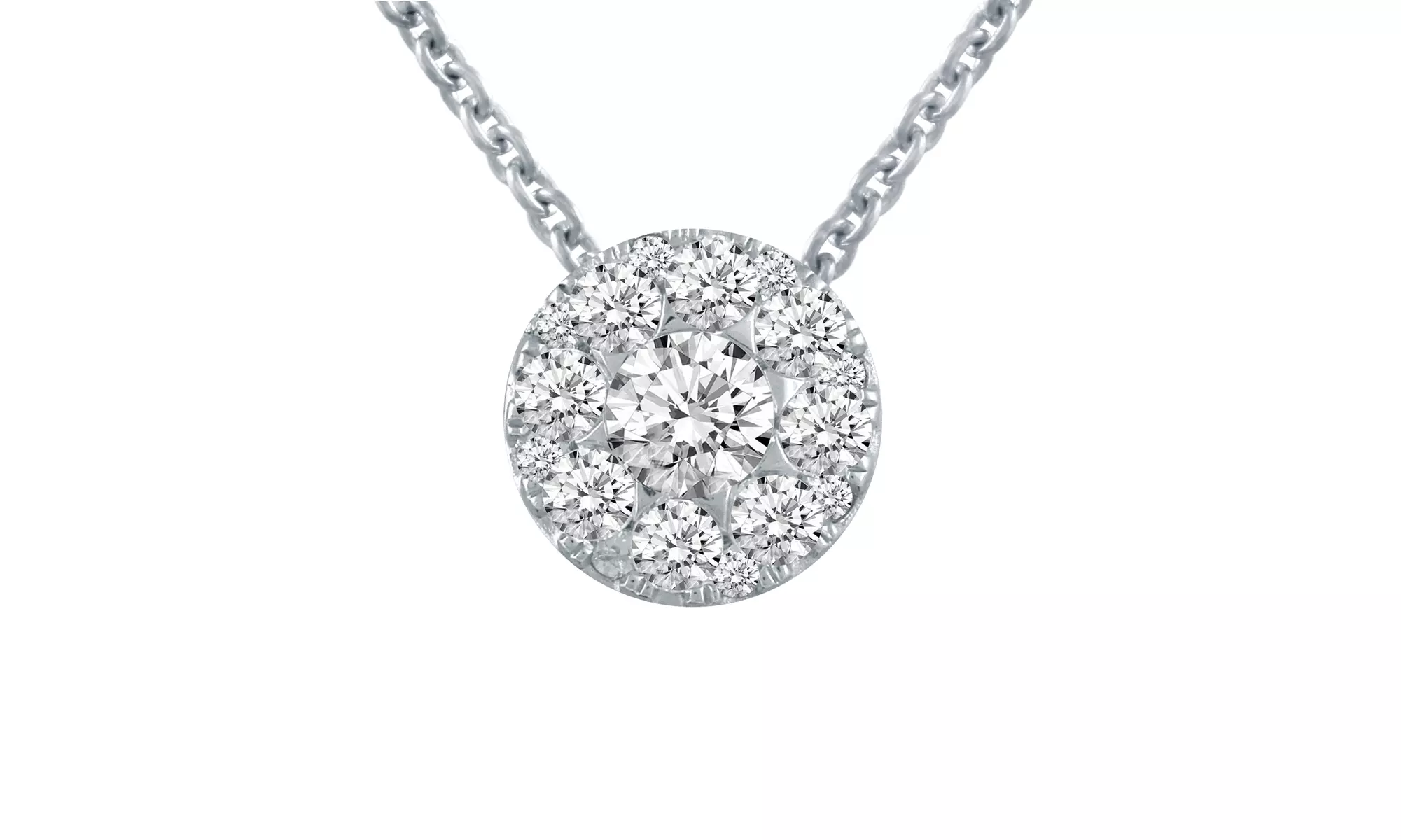 1/4 CTTW Diamond Halo Cluster Pendant in Sterling Silver by Fifth and Fine - Primary Image