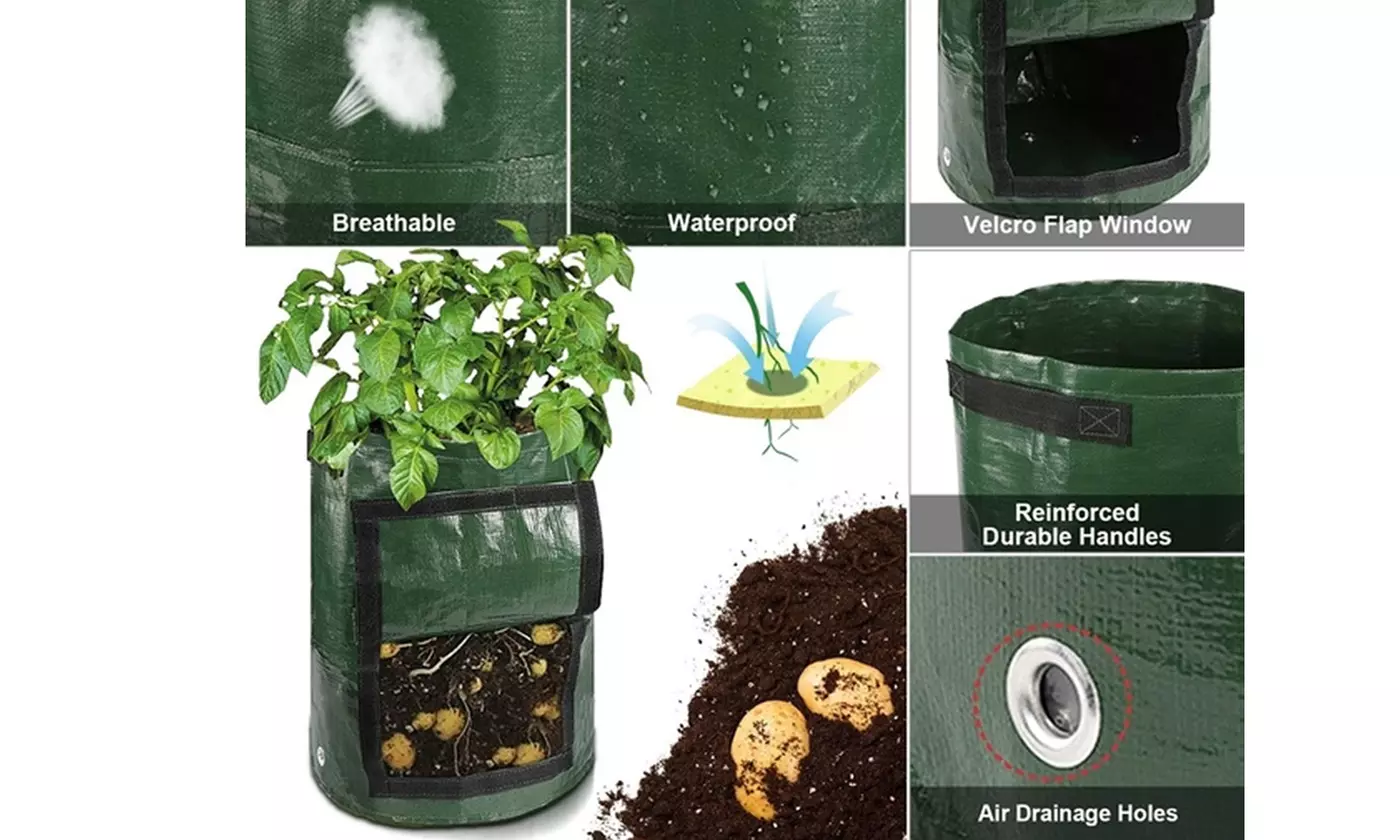 Heavy Duty Garden Grow Bags with Flap Handles Vegetable Planter Pots