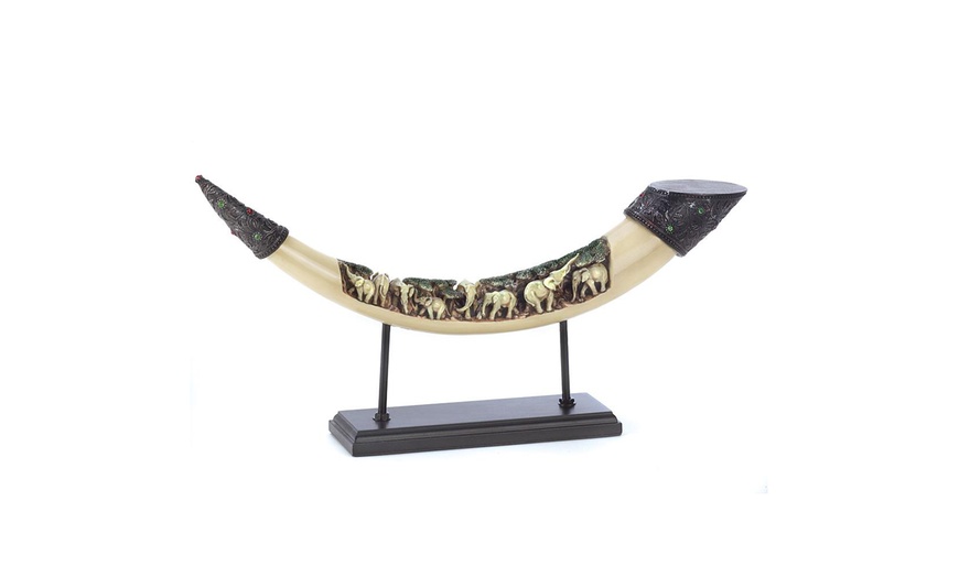 Image 1: Lucky Elephants Tusk Sculpture