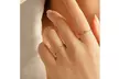 14K Gold Plated Stainless Steel Dainty Birthstone Stacking Ring, 2mm Stone - Second Medium