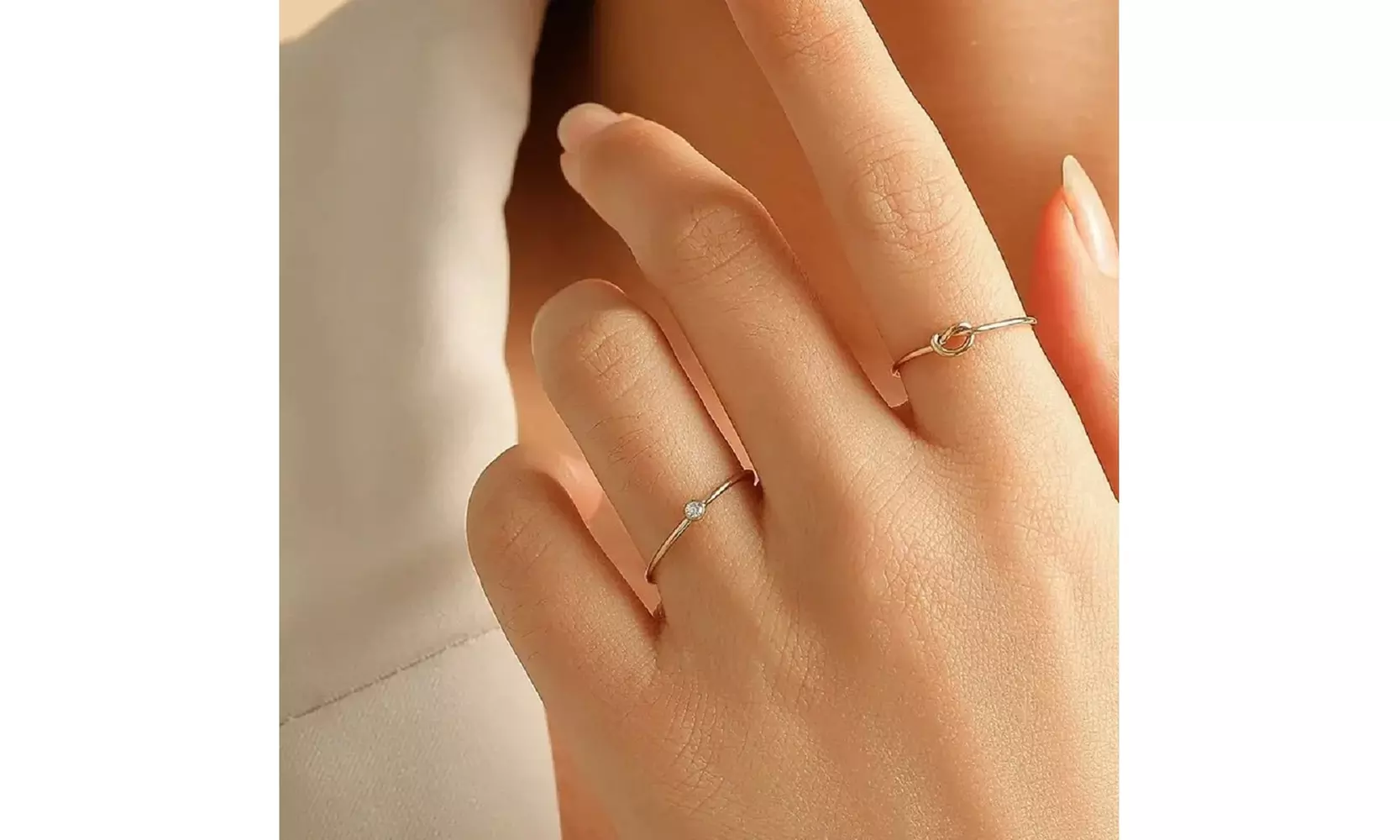 14K Gold Plated Stainless Steel Dainty Birthstone Stacking Ring, 2mm Stone
