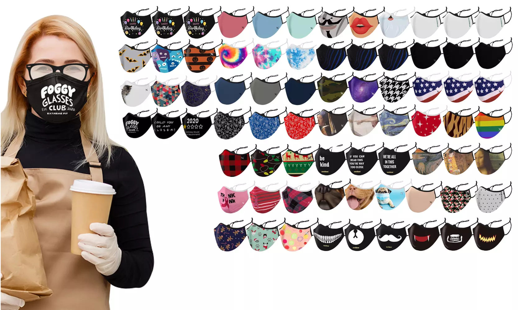 3-Pack: Adults Dual-Layer Reusable Face Masks With Adjustable Earloops  - Primary Image