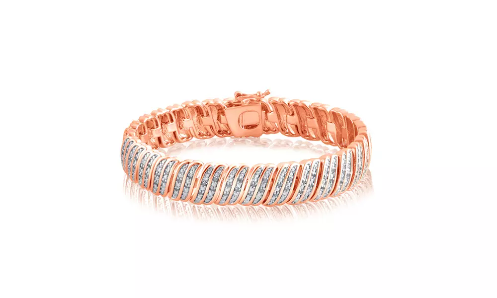 18K Gold Plated 1.00 Cttw Diamond Double Row Bracelet-KB18648 - Primary Image