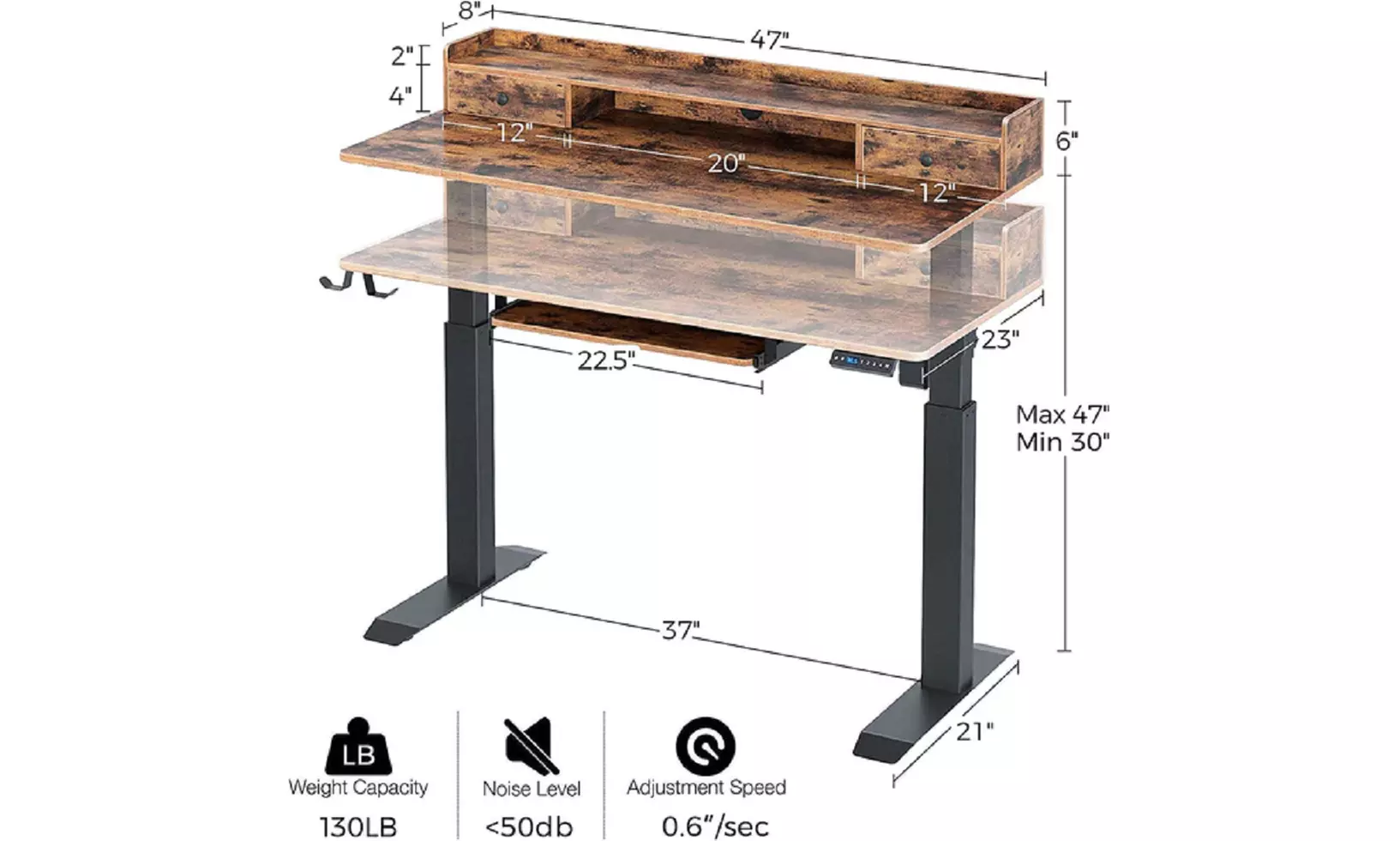 Motorized Electric Adjustable Height Standing Desk  - Primary Image