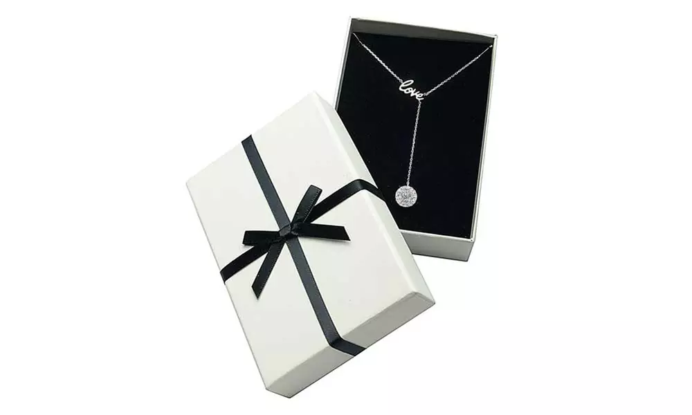 Sterling Silver Crystal Love Y Necklace