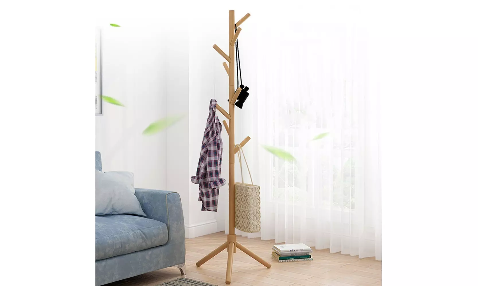 Sturdy Coat Rack Stand, Entryway Hall Tree Wooden Coat Rack Hanger - Primary Image