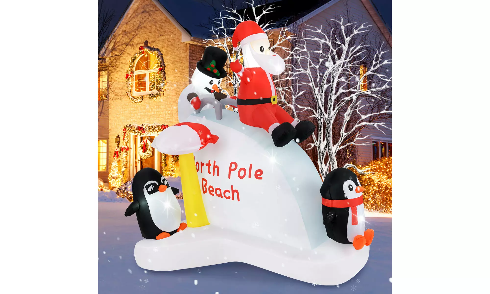 Costway Inflatable Christmas Santa Claus Helicopter Snowman Penguin Lights