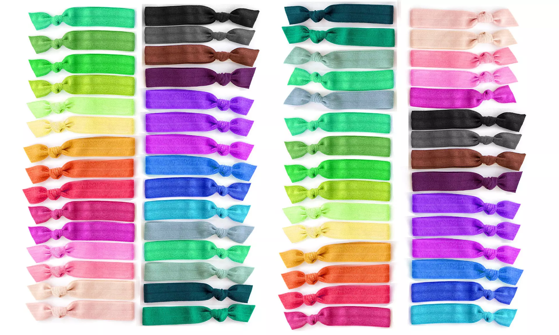 Silky Eye-Catching Multi-Colored Ribbon Hair Ties - 60 Count - Second Medium