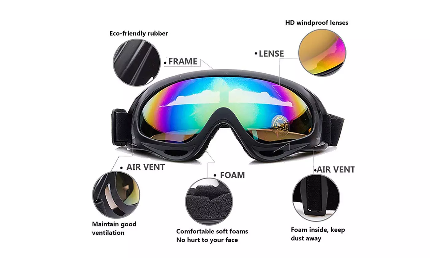Ski Goggles Winter Snowboard Adjustable UV400 Protective Motorcycle Snow Goggles