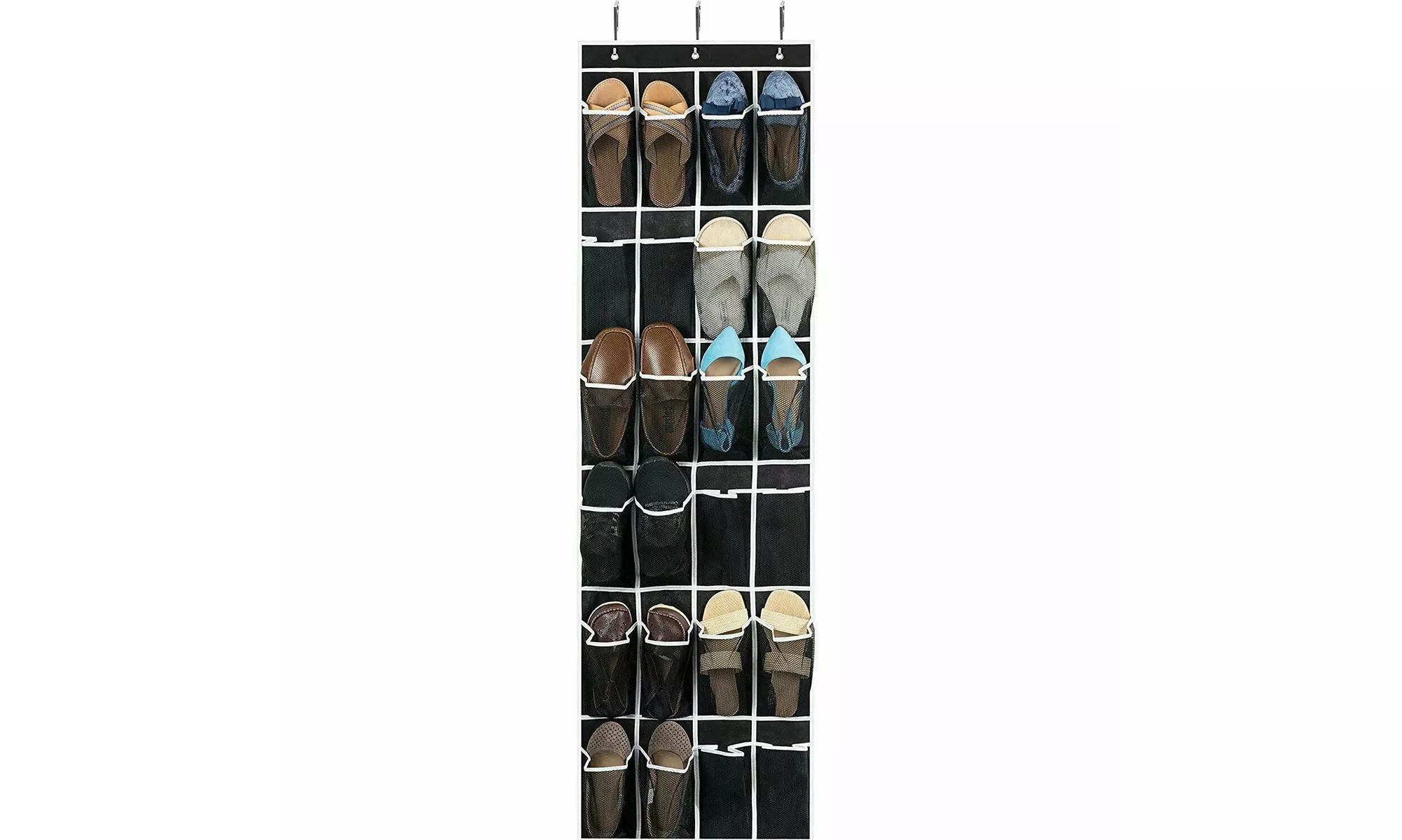 1-2 Pack 24 Wide Pockets Over the Door Shoe Organizer Hanging Shoe Holder