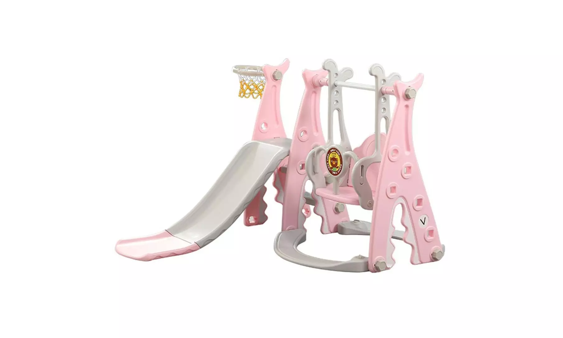 Toddler Climber And Swing Set, 3 in 1 Climber Sliding Playset w/Basketball Hoop - Primary Image