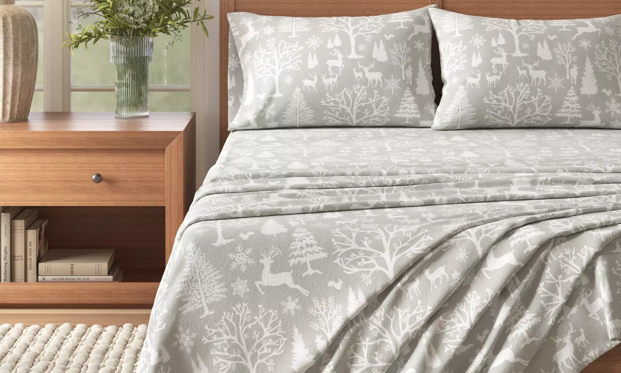 Nature Print Turkish Cotton Flannel Sheet Set