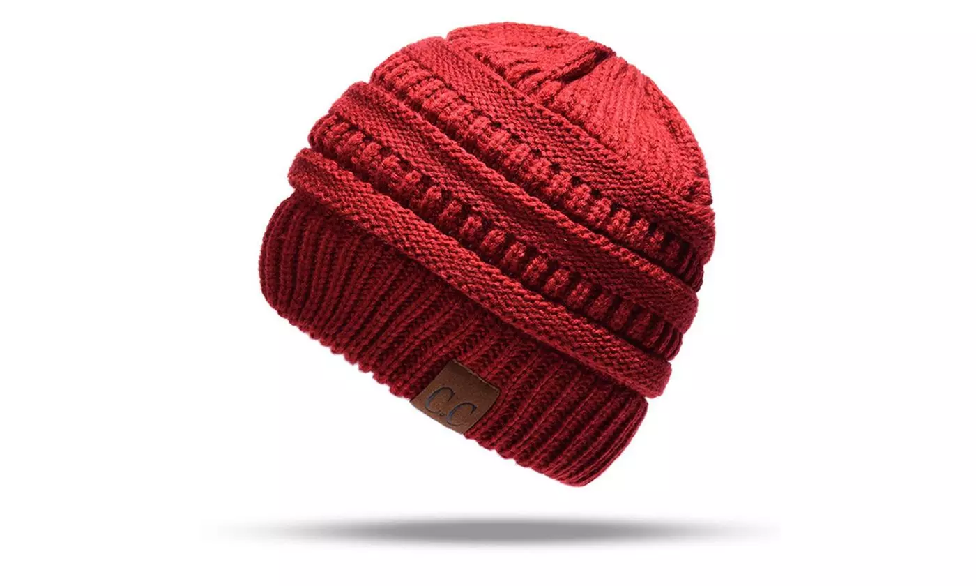 Cold Winter Warm Knitting Trendy CC Ponytail Beanies Hats Caps for Women - Second Medium