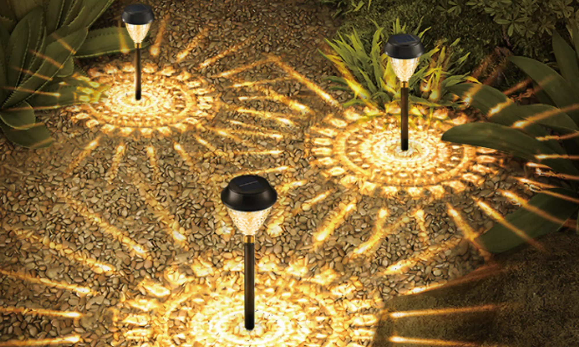Outdoor Solar Pathway Lights with LED Waterproof Glass Shade for Decor 6 Pcs