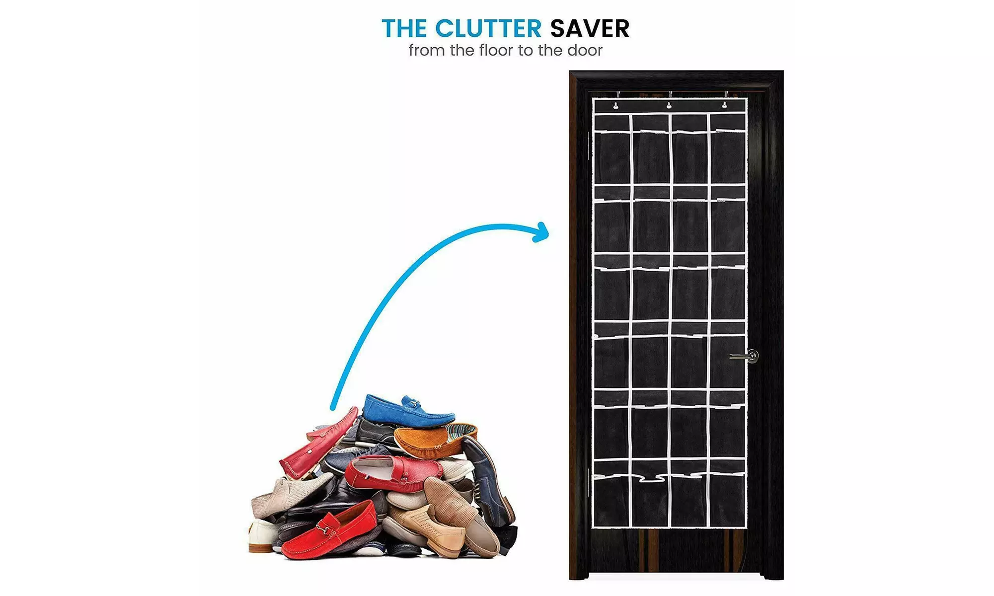 1-2 Pack 24 Wide Pockets Over the Door Shoe Organizer Hanging Shoe Holder