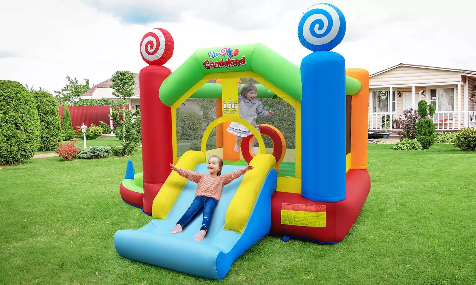 Costway Candy Land Theme Kids Inflatable Bounce Castle with 735W Air Blower - Primary Image