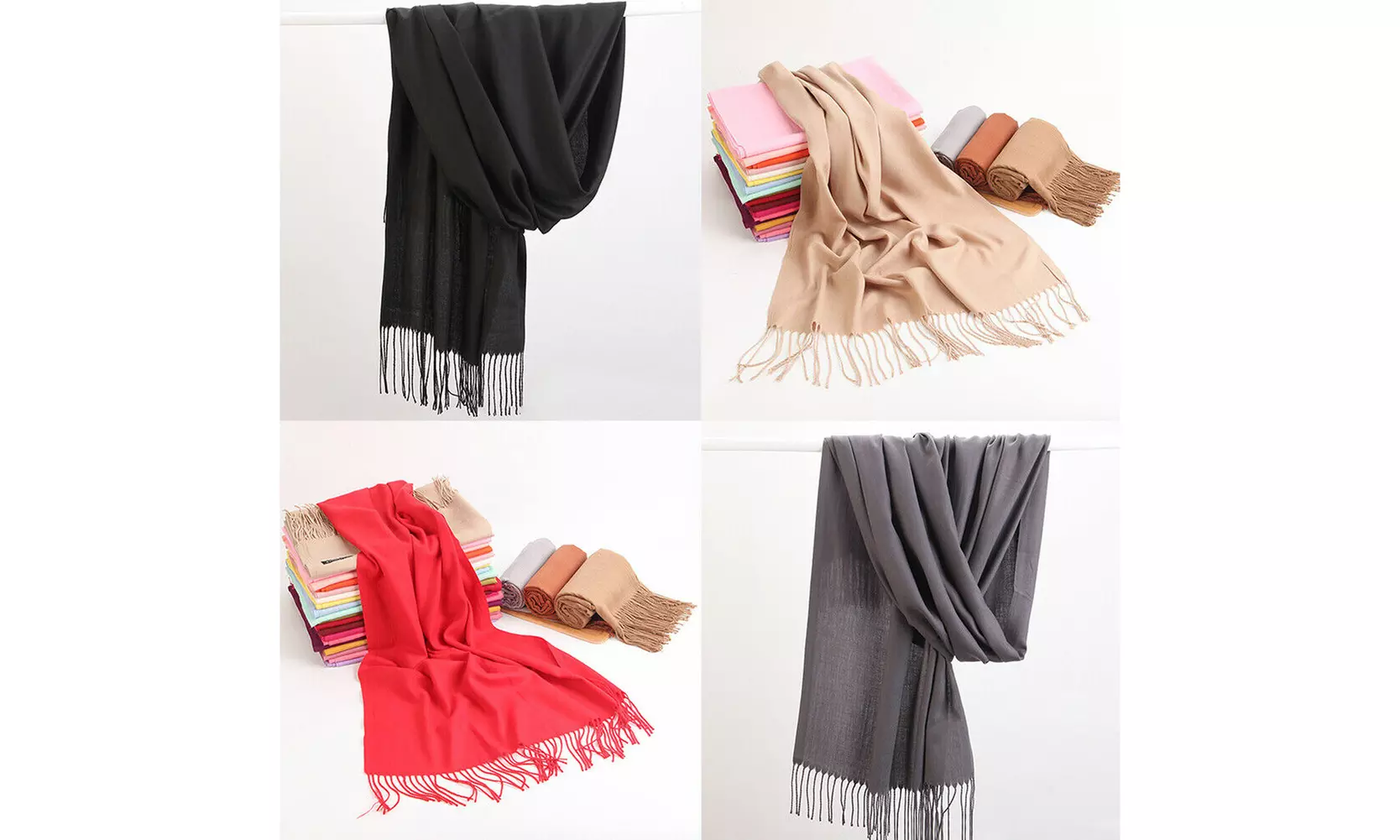 Oversized Cashmere Wool Shawl Wrap Solid Blanket Scarf  - Primary Image