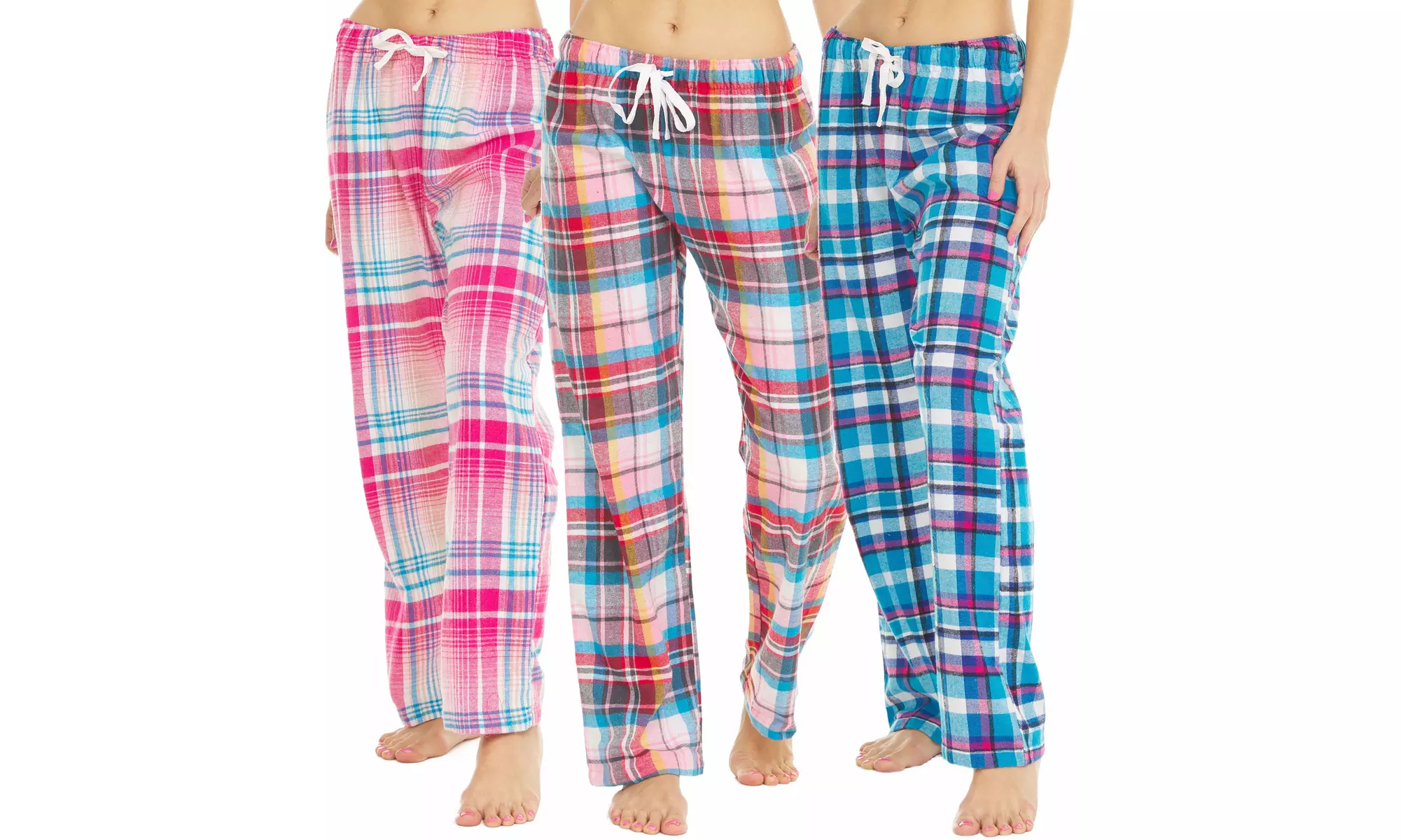 Active Club 3-Pack Women Pajama Pants - Brushed Cotton Flannel Sleepwear Bottoms - Primary Image