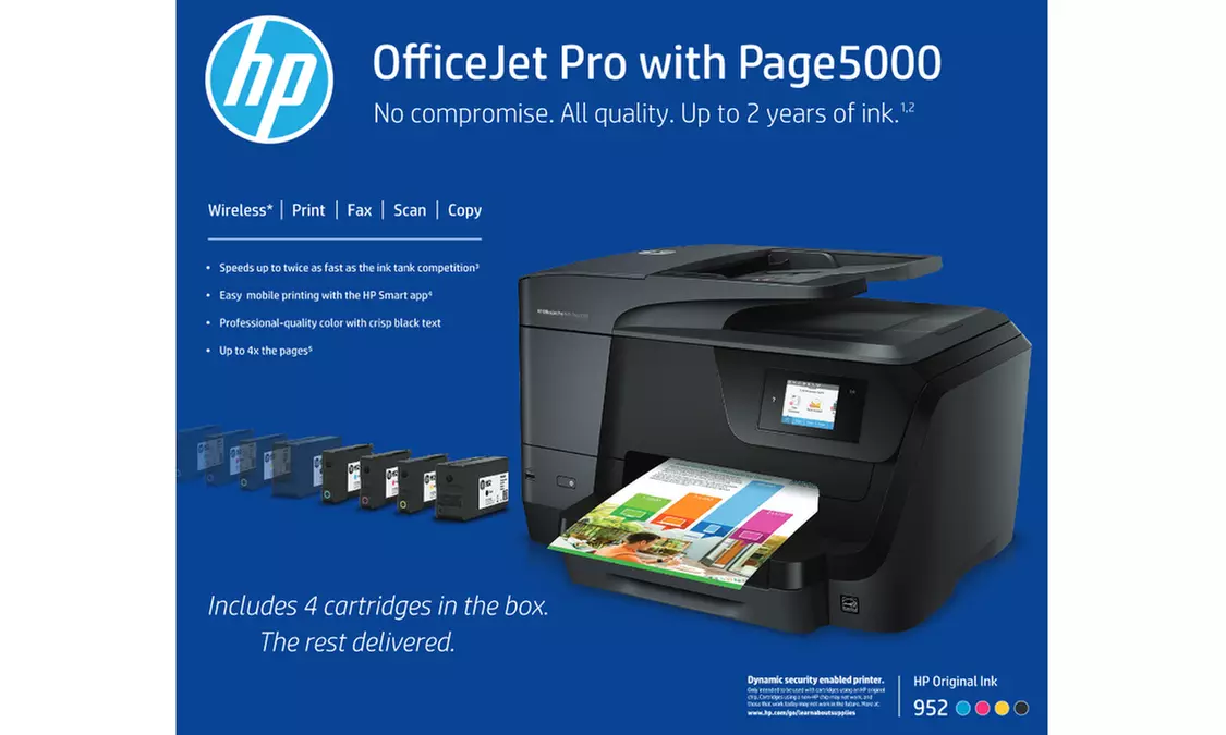 HP OfficeJet Pro with Page5000 All-in-One Wireless Printer (M9L65A)-Refurbished - Second Medium