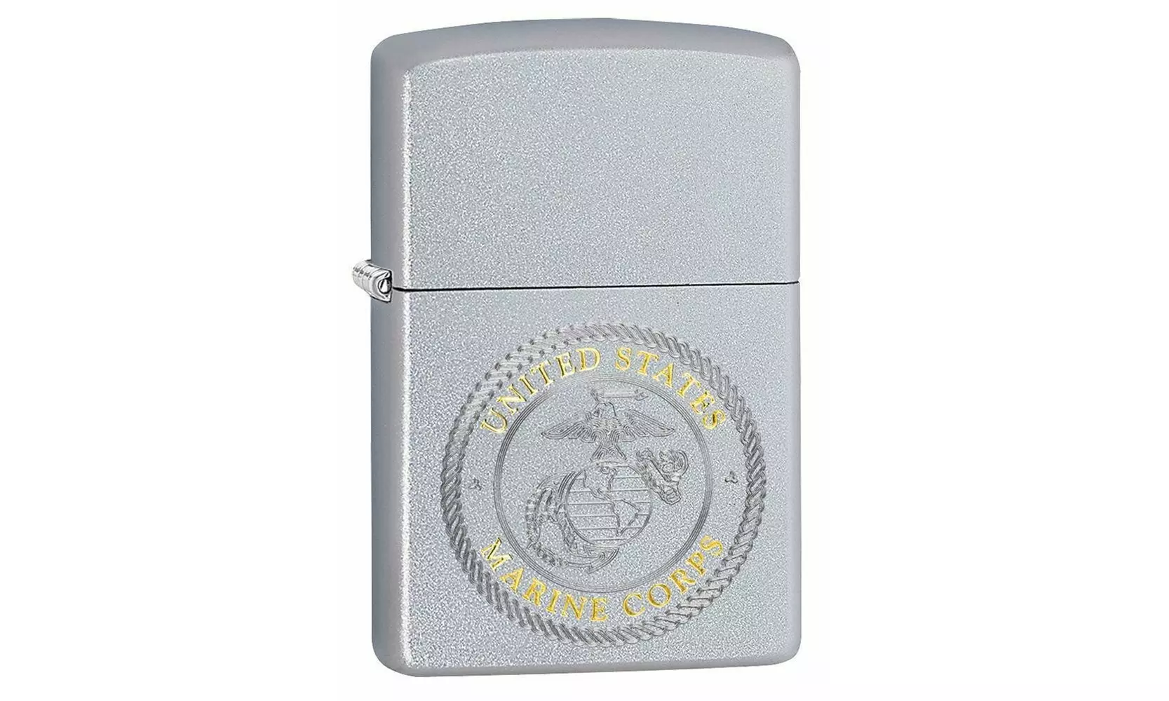 Zippo USA Marine Corps Military, Genuine Satin Chrome Windproof Lighter  - Primary Image