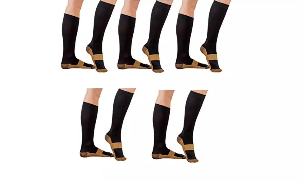 10 Pack Copper Infused Calves High Therapeutic Compression Socks - Primary Image