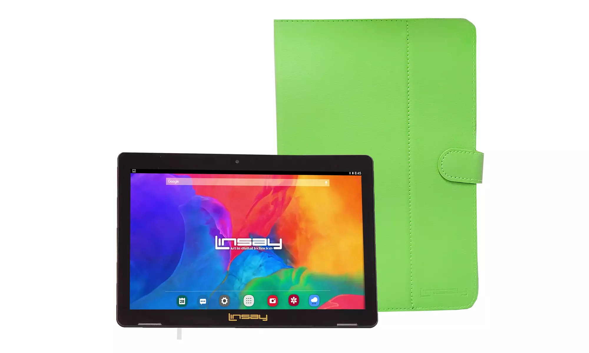 LINSAY 10.1" 1280x800 IPS 2GB RAM 32GB Android 12 Tablet with Leather Case - Primary Image