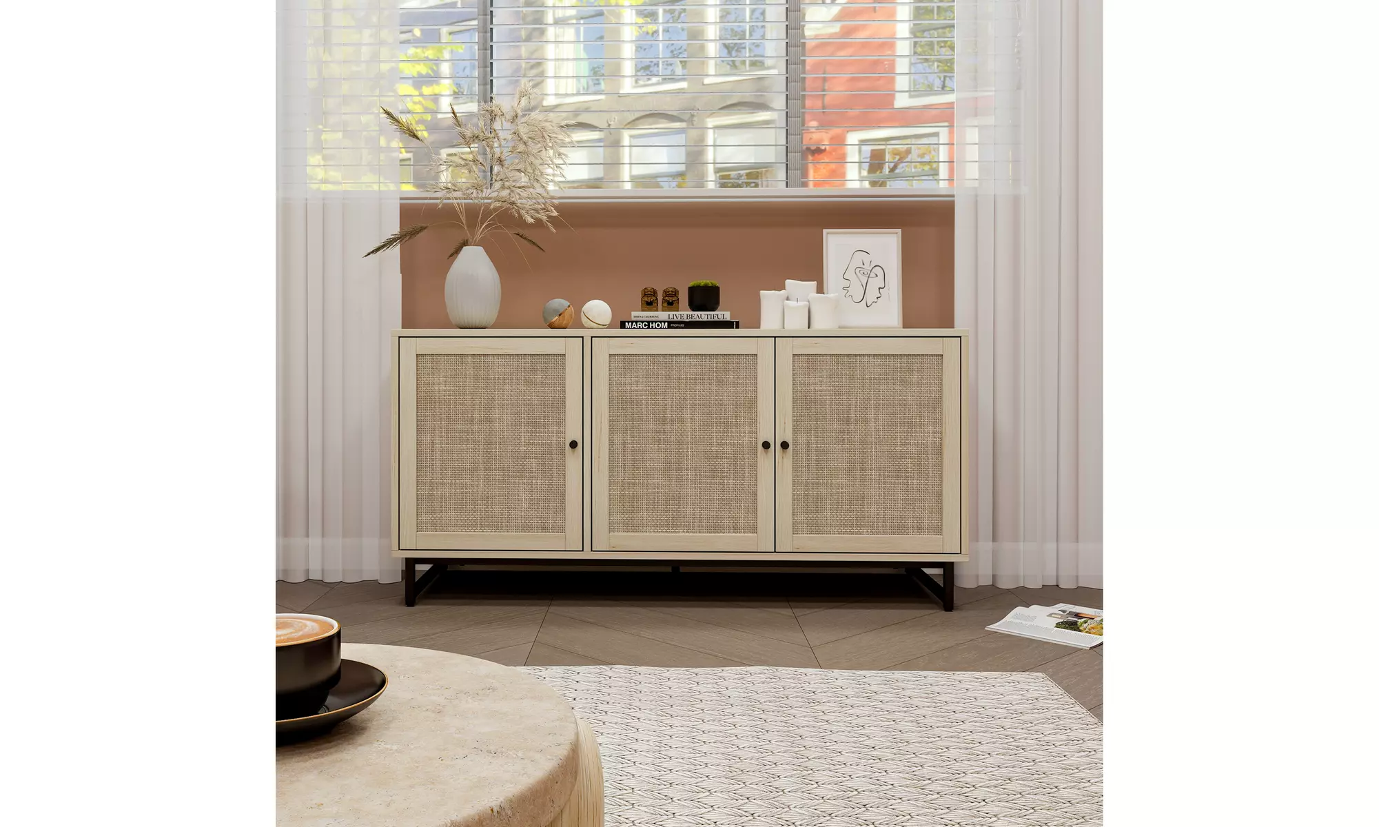 3 Door Cabinet,Sideboard Accent Cabinet, Storage Cabinet for Living Room - Primary Image