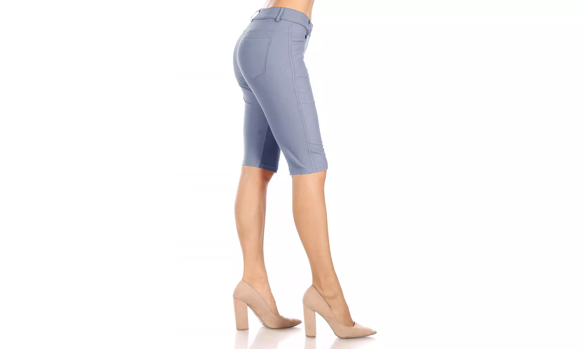 Women's Casual Solid High Waist Slim Fit Bermuda Shorts