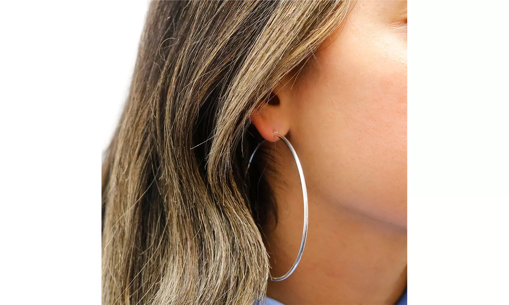 Italian Solid Sterling Silver 70MM Oversized French Lock Classic Hoops