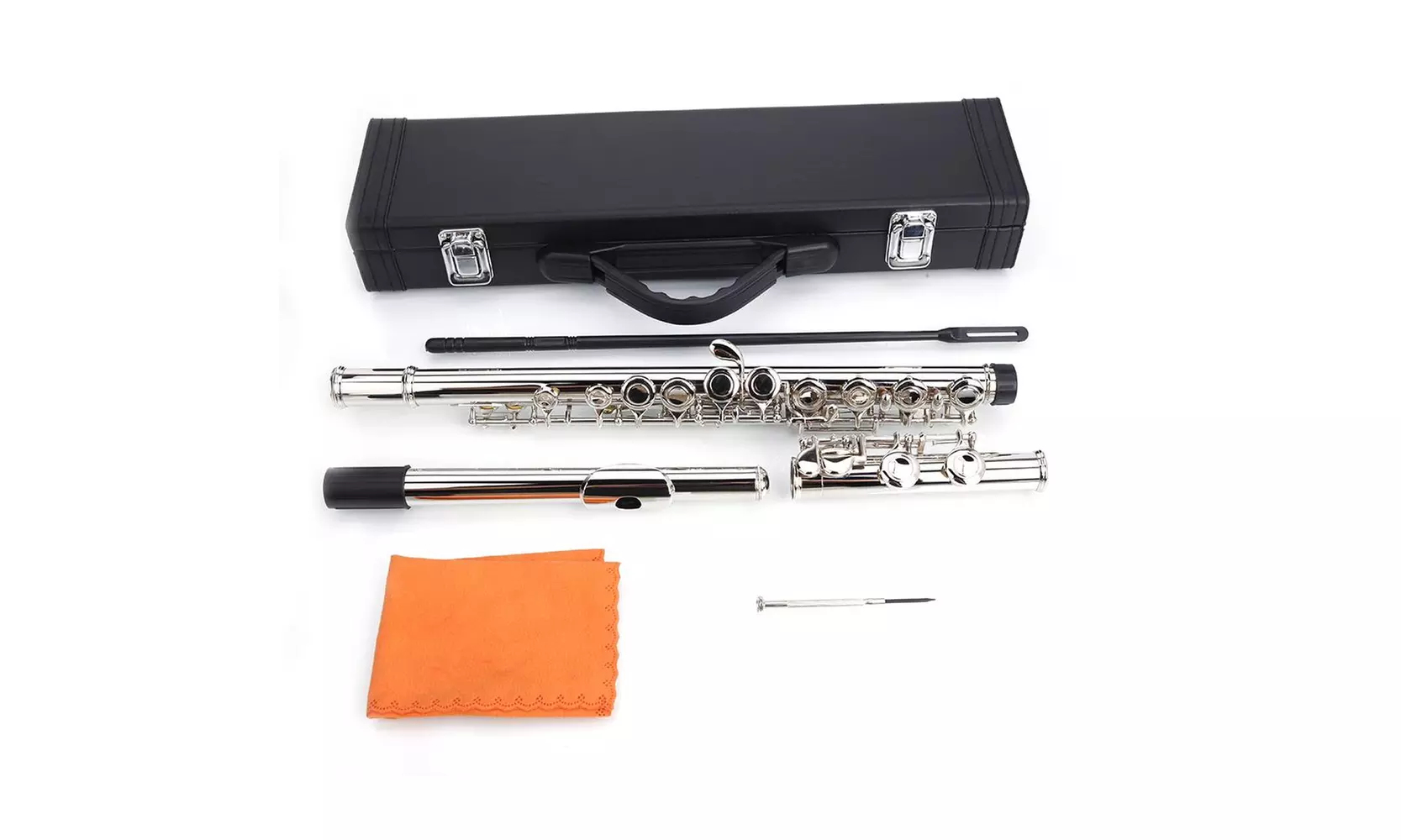 Silver 16 Hole C Flute with Case - Primary Image