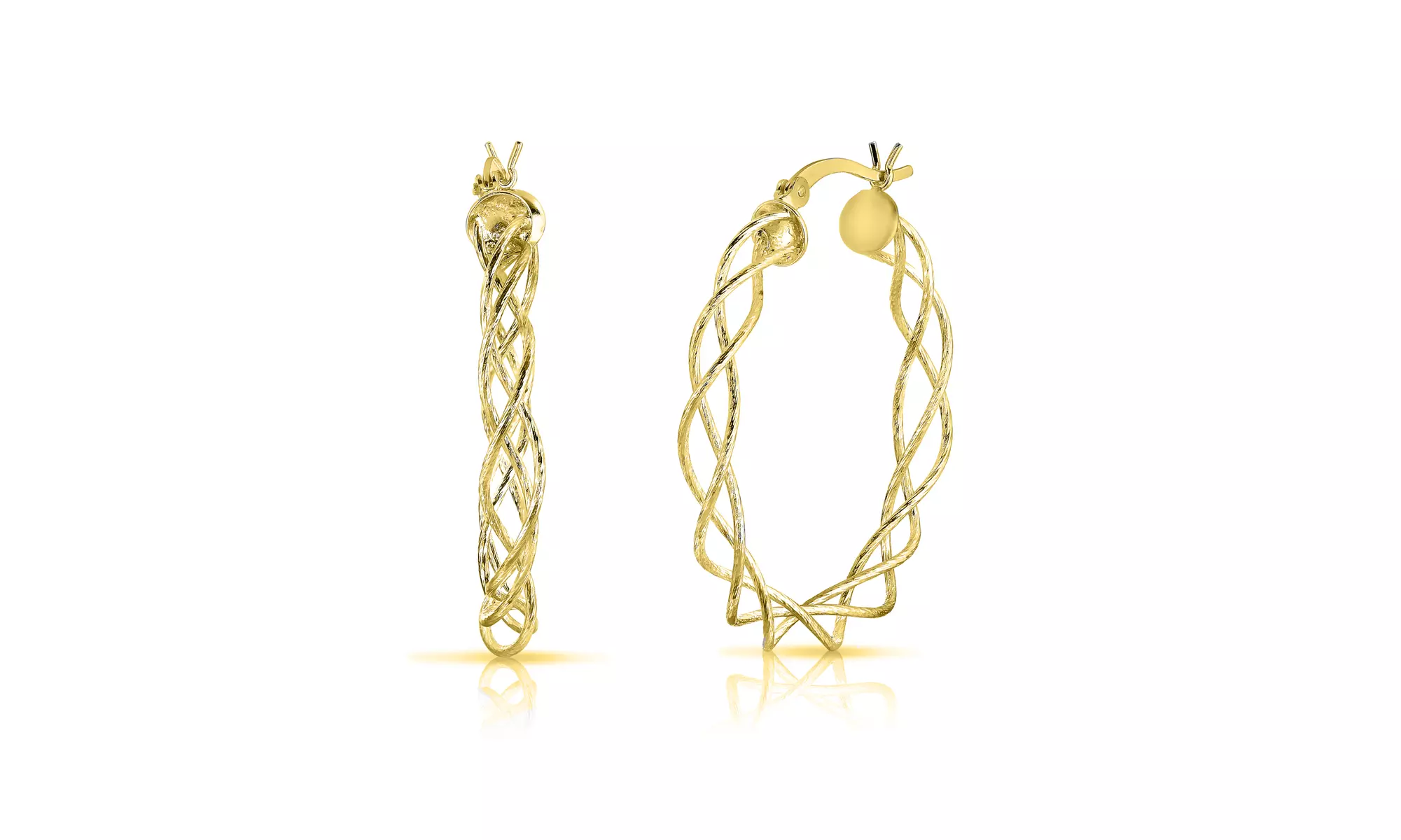 Italian Sterling Silver Braided Hoop Earrings Gold or Rose Gold Option