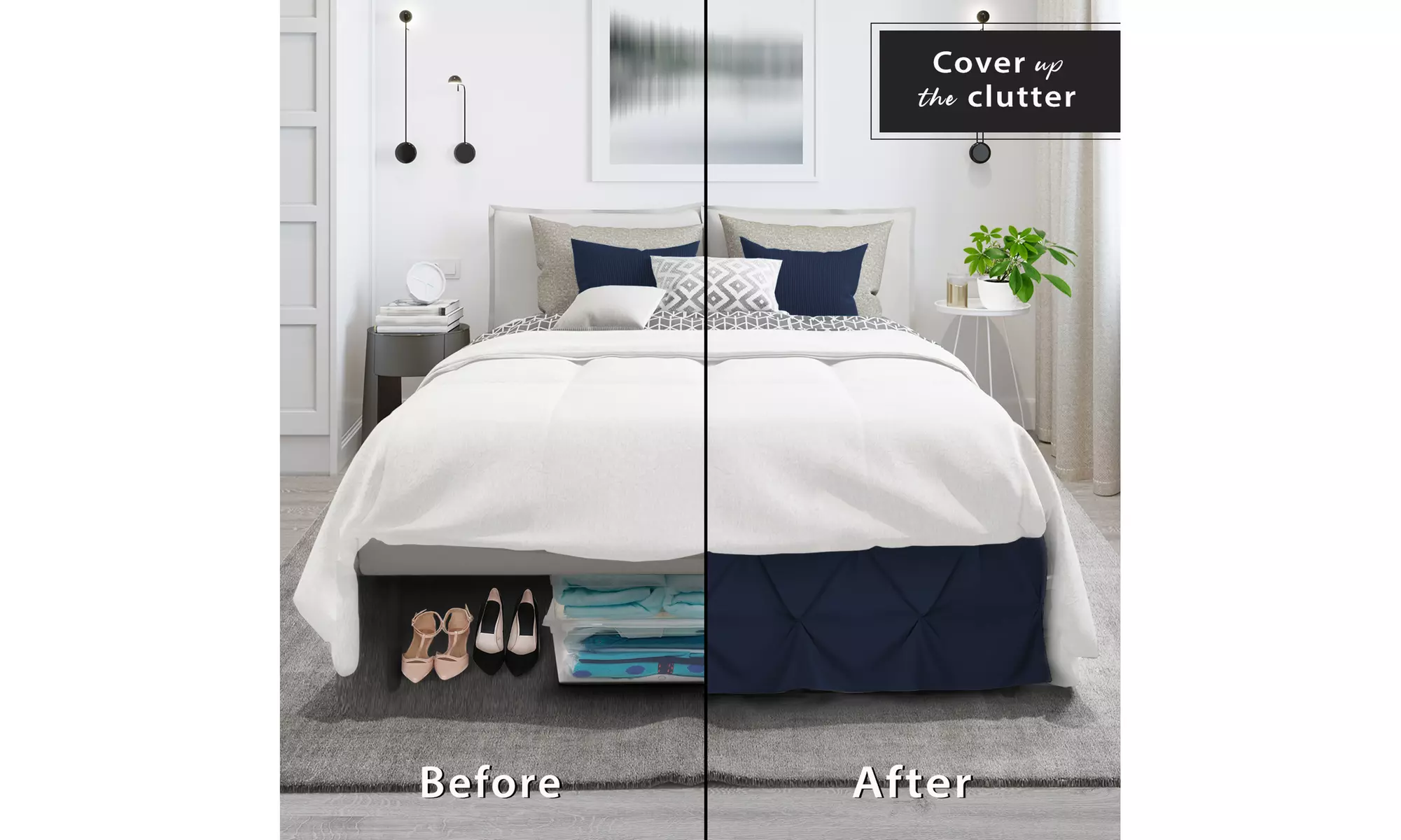 Nestl Pinch Pleat Bed Skirt - 14 inch Tailored Drop Pintuck Dust Ruffle
