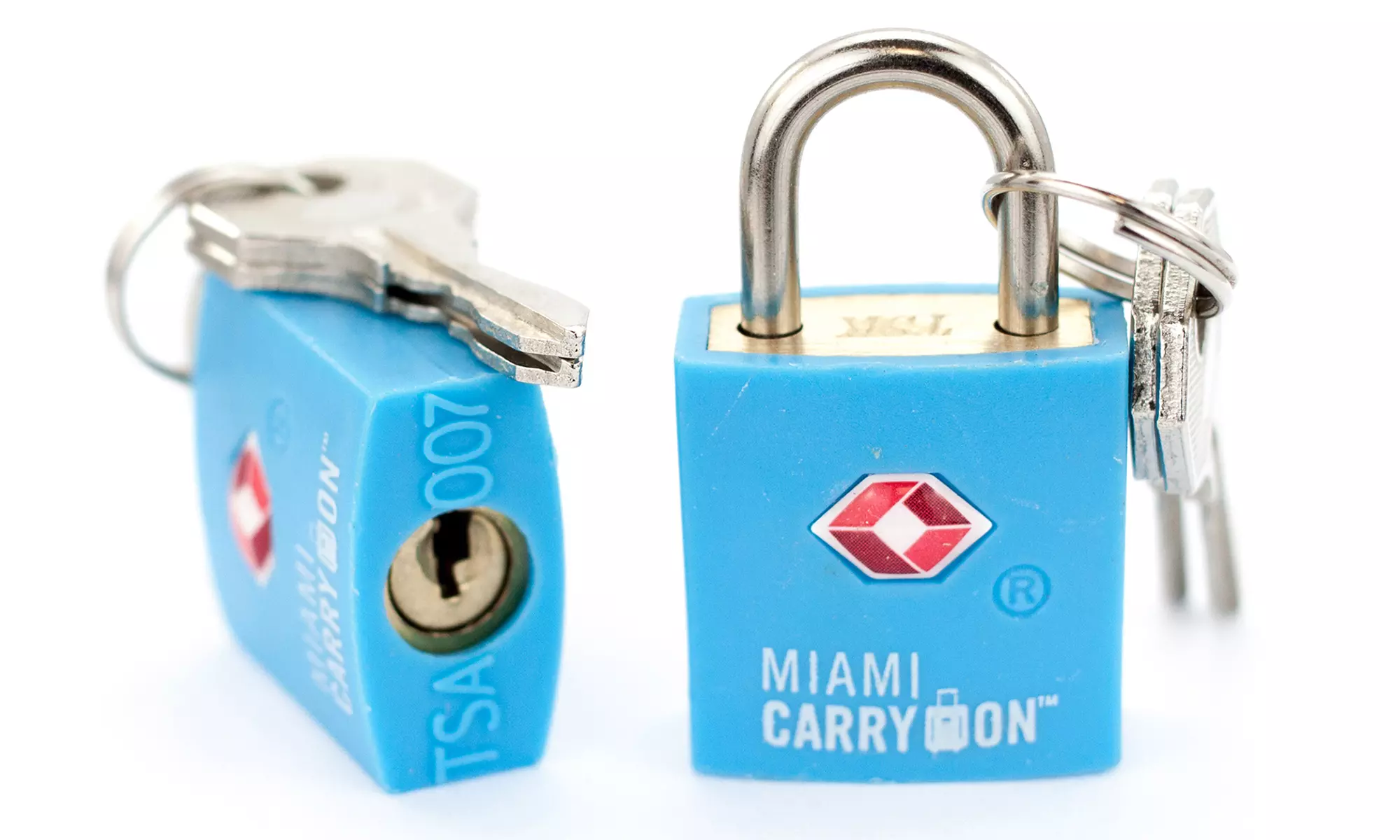 Miami CarryOn TSA Approved Padlock Pair - Keyed Luggage Lock - Keyed Different