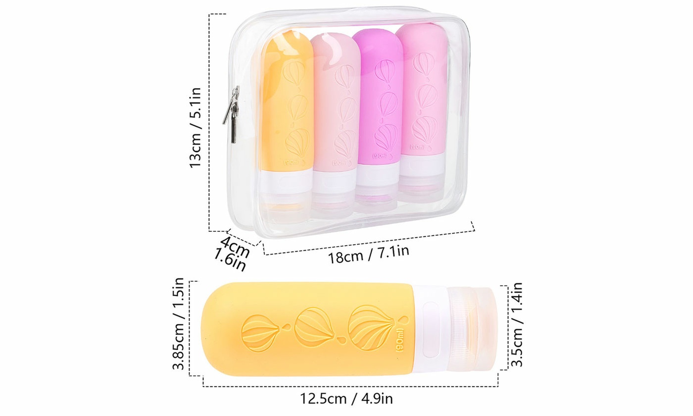 Leak Proof Squeezable Silicone Travel Bottles Kit for Toiletries