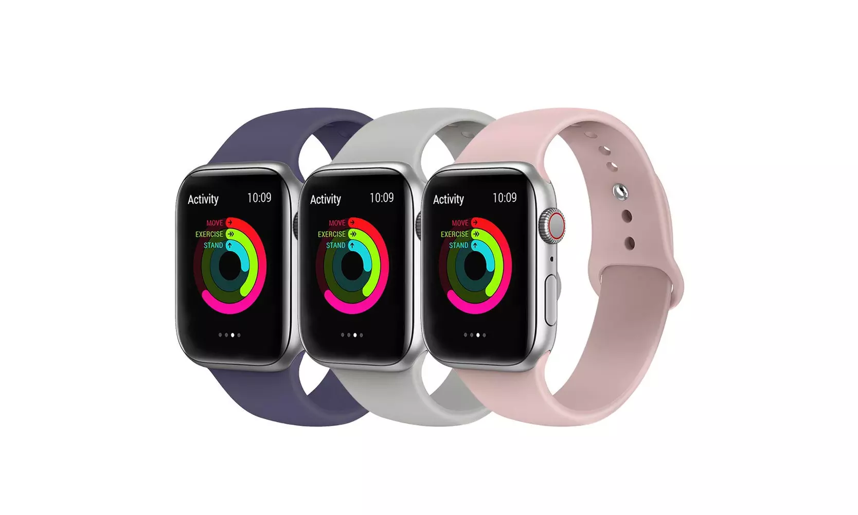 3 Pack Silicone Mix Color Sports Watch Band Replacement Strap Apple iWatch