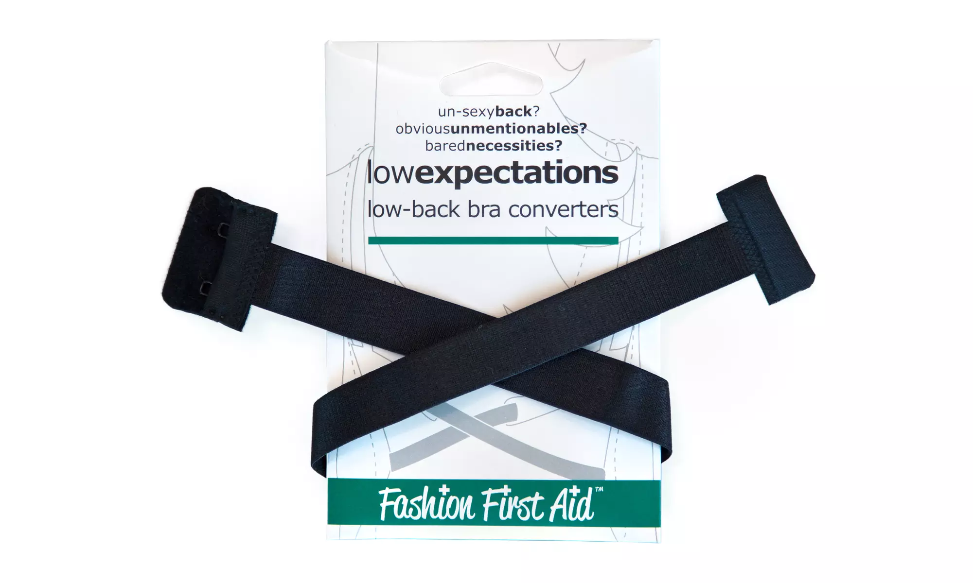 Low Expectations: Adjustable Low Back Bra Converter Strap, Beige/Black, 2 hook - Second Medium