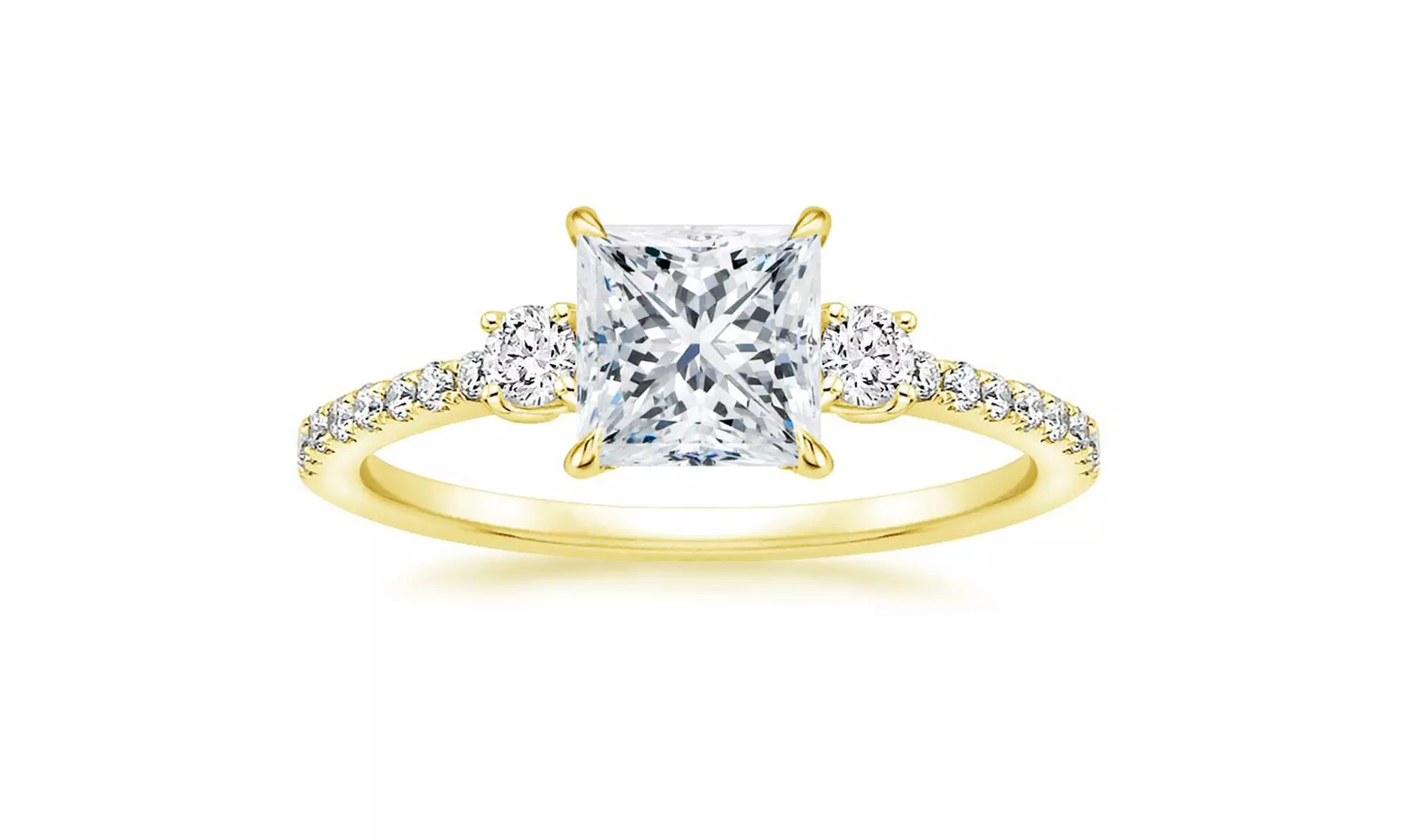 Sterling Silver Round-cut Swarovski, Crystal studded 3 Stone plus Ring for Women