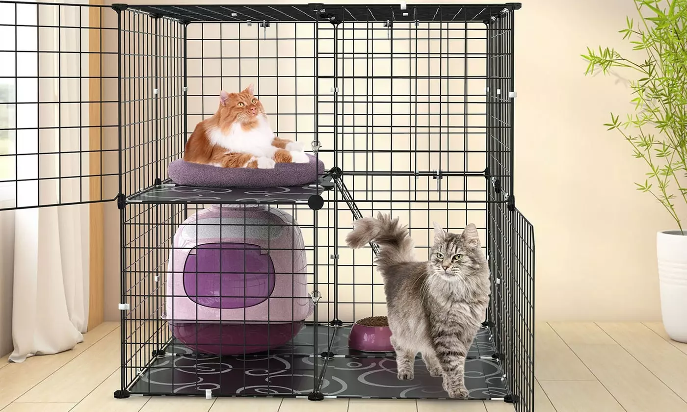 iMounTEK 2-Tier & 3-Tier Cat Cages Indoor Pet Playpens for 1-2 Cats