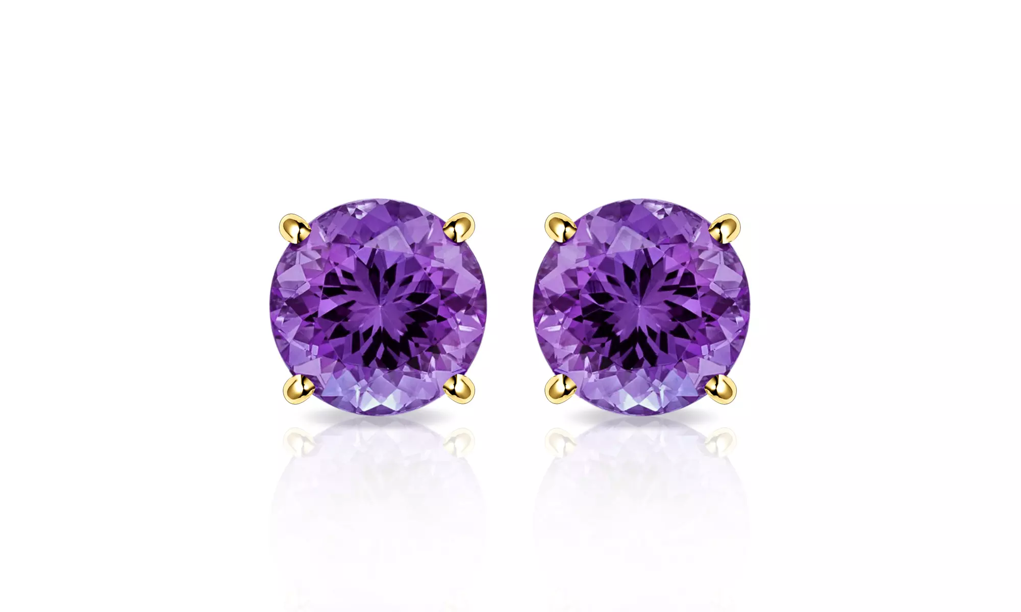 2CTW 10K Gold Genuine Amethyst Stud Earrings By MUIBLU Gems