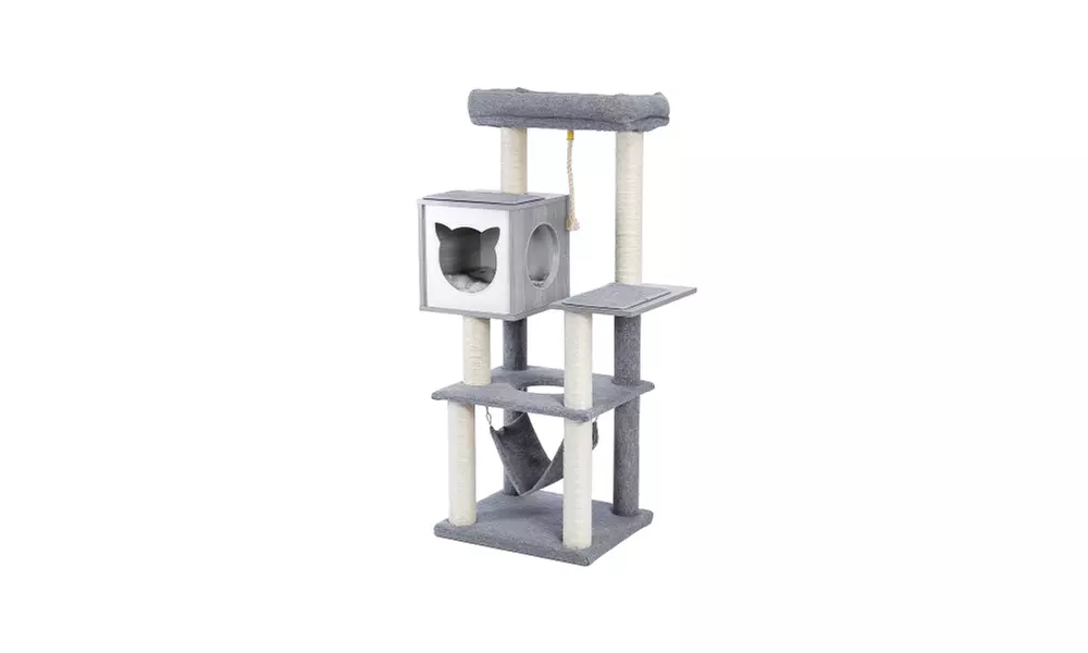 Cat Tree 52 Inches Multi-Level Cat Tower with Hammock and Scratching Posts - Primary Image
